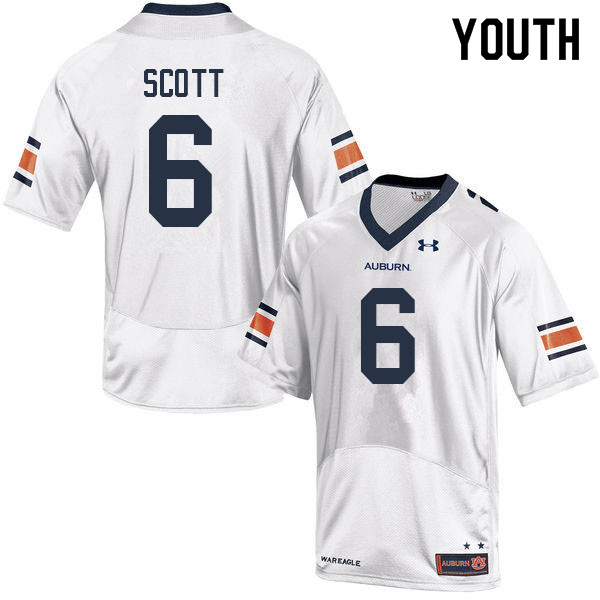 Youth #6 Keionte Scott Auburn Tigers College Football Jerseys Sale-White - Click Image to Close